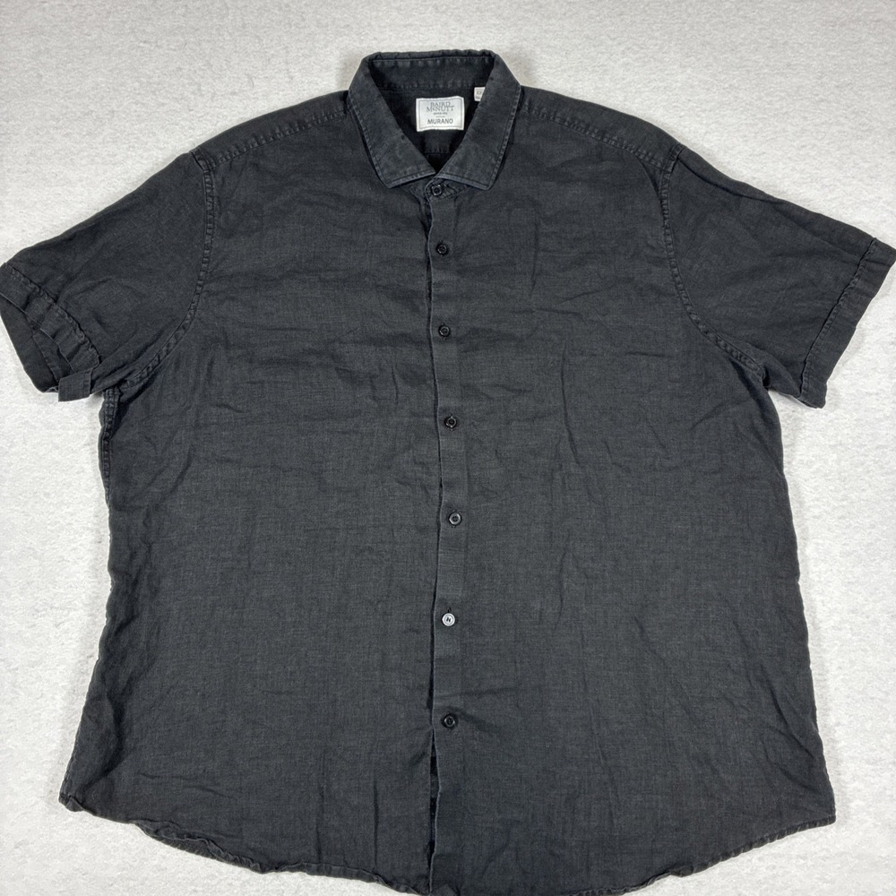 Baird McNutt Murano 100% Linen Short Sleeve Shirt Mens XXL 2XL Black Breathable